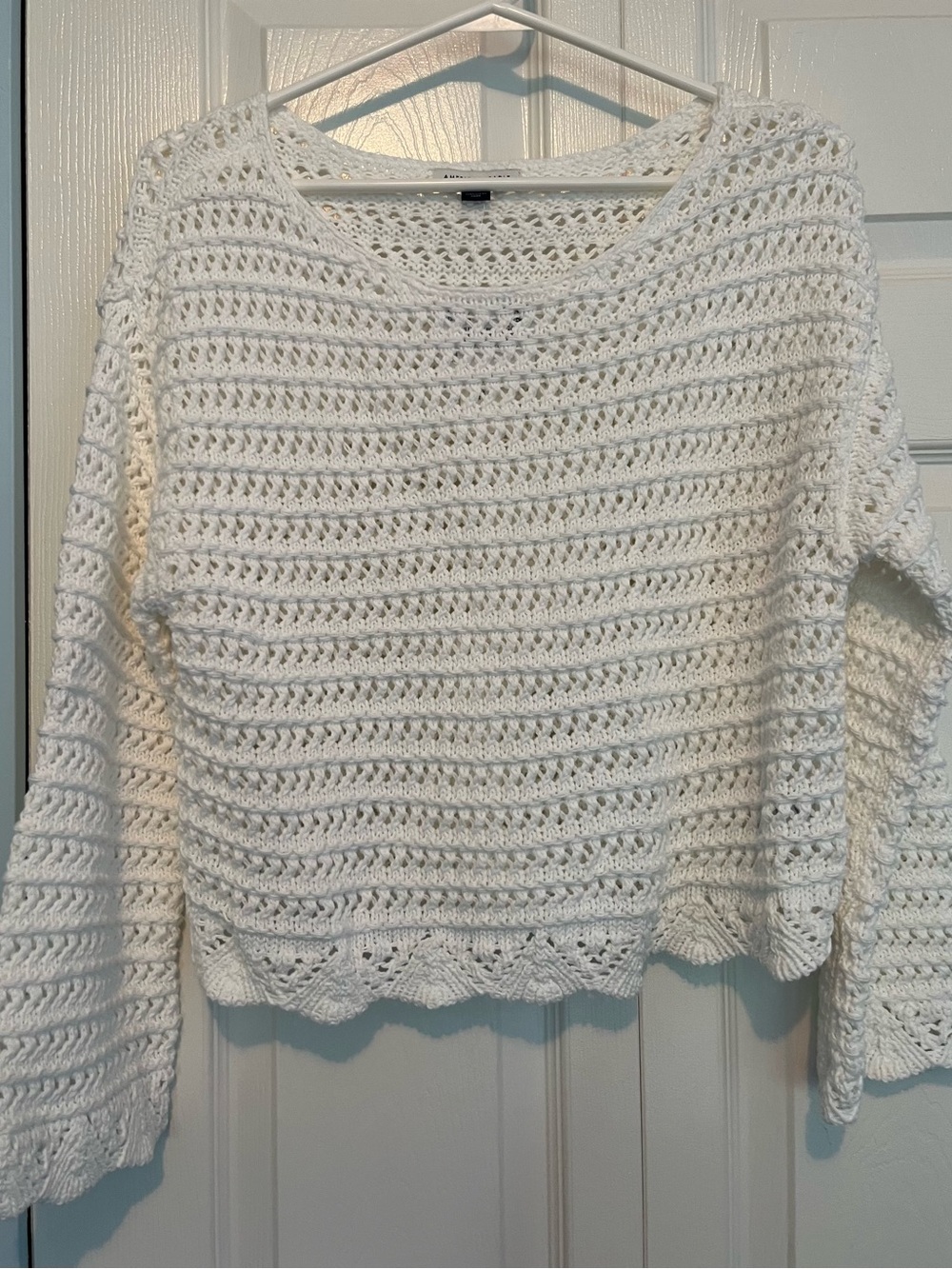 American Eagle Outfitters White Crochet Knit Sweater